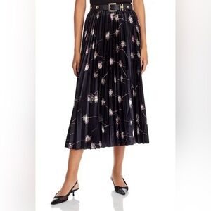 N by Nancy Yang Floral Pleated Black Skirt